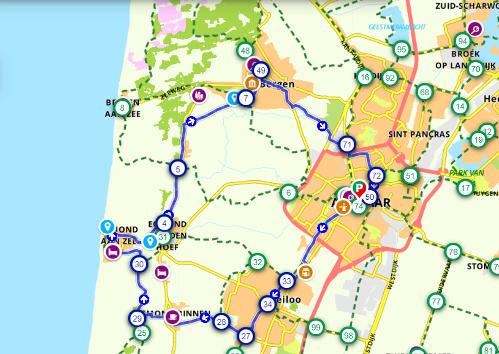 Fietsroute Zee, kunst & Cultuur op de map